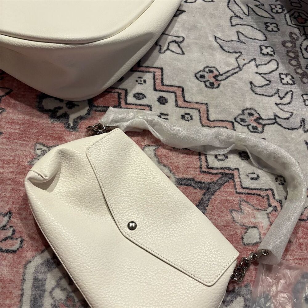 Newbella Women's “Diana” White Shoulder Bag w/ Small Purse & Silver Chain Handle - Picture 5 of 10
